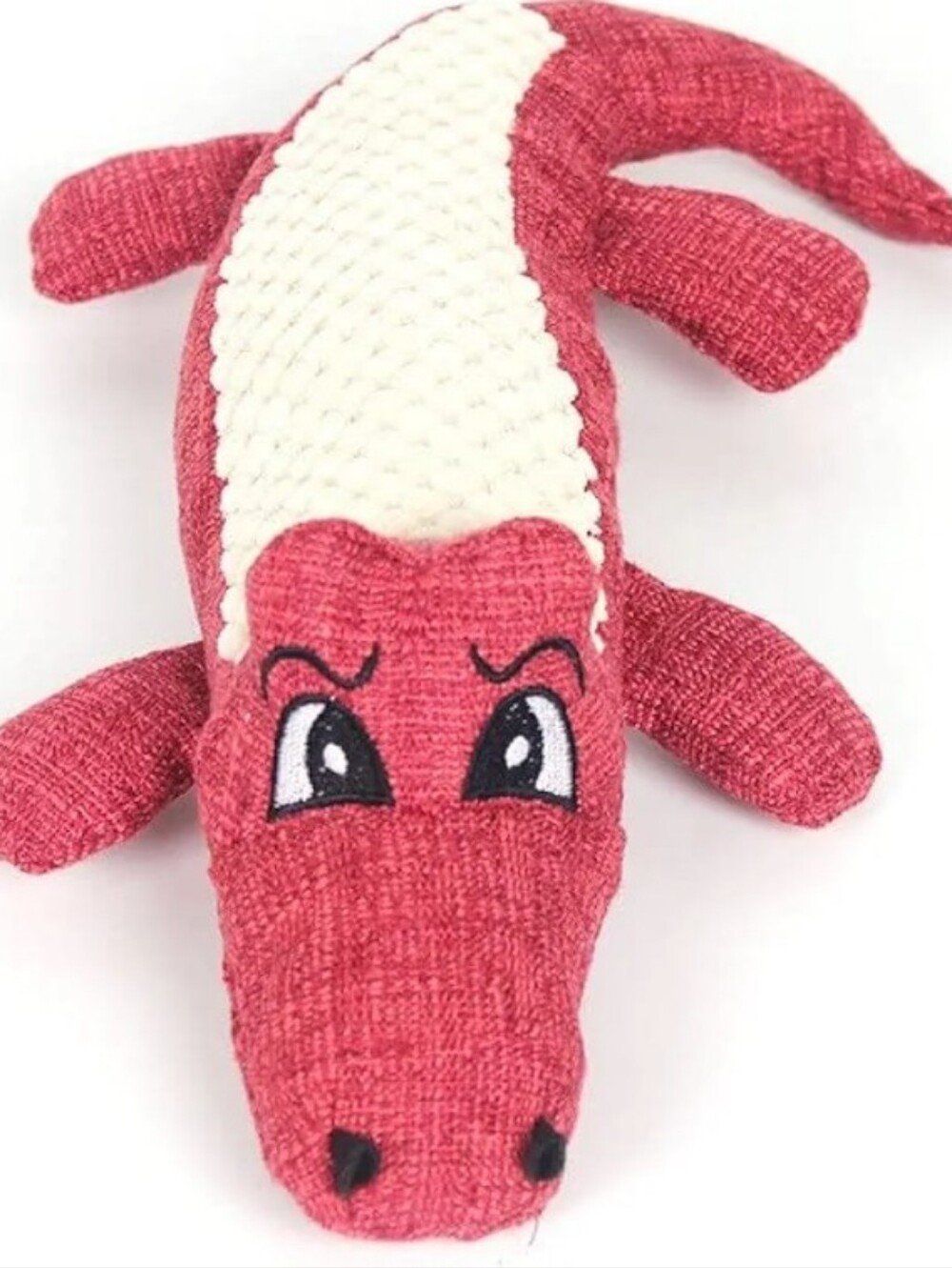 Red Plush Alligator Crocodile 12in aprox Dog Toy Play Stress Squeaky interactive